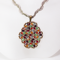 Pendant 45cm - Priscilla Oval-Khaki Braid - Pendant 45cm - Laiton bronze